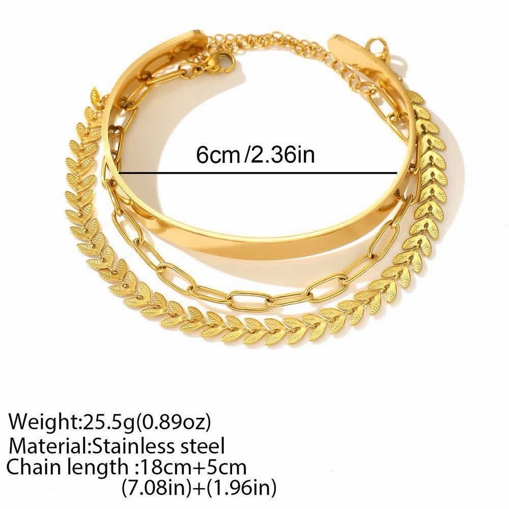 Agolde Gold Layered Cuff, Paperclip Chain & Laurel Bracelet - Picture 3 of 3